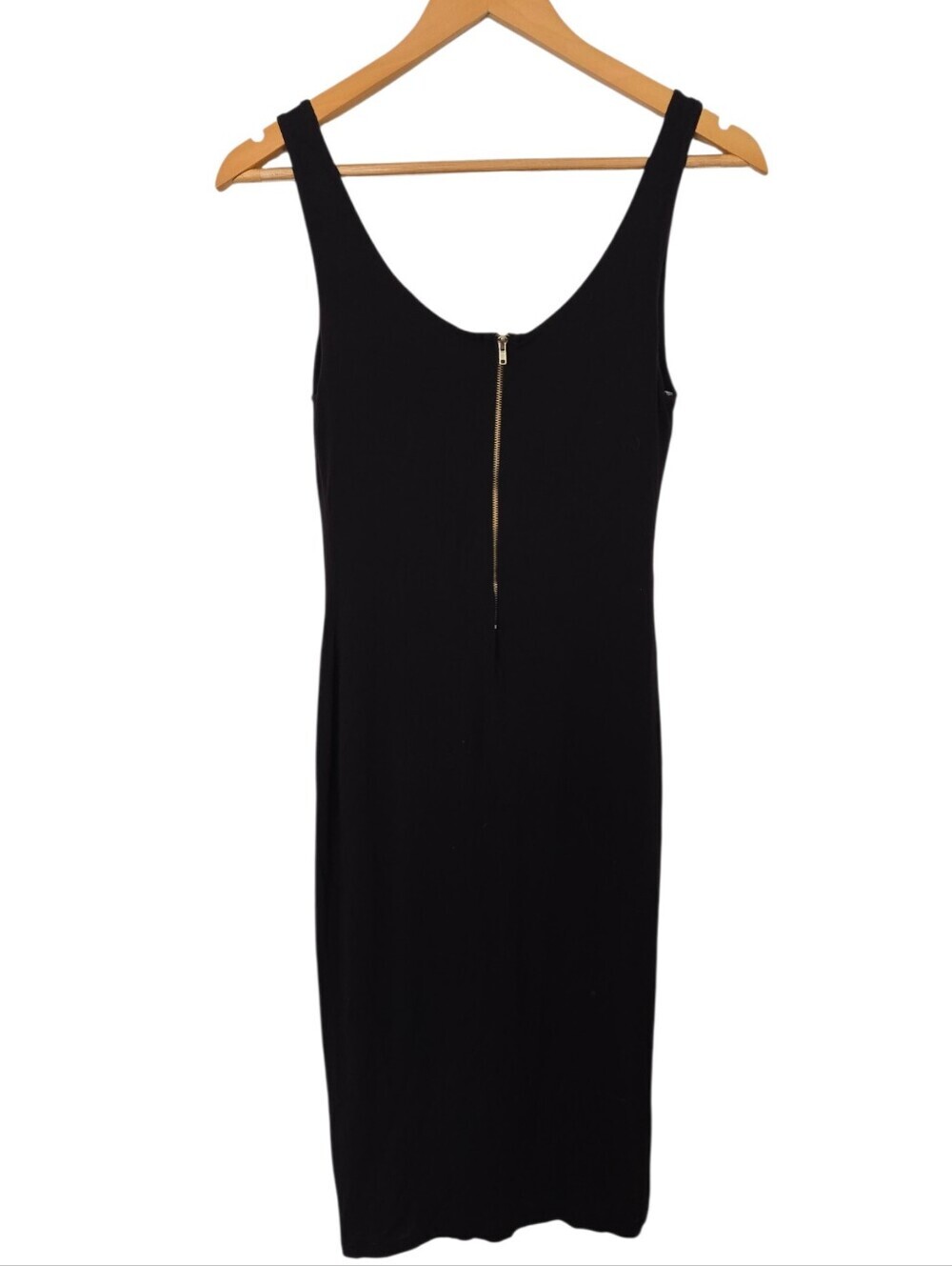 POPLR Basics Black Bodycon Midi Dress | Sleeveless Stretch Dress | Size Medium - Picture 3 of 5